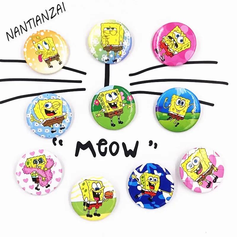 

100PCS Sponge bob Elsa Anime Mickey Cartoon Metal Pins Brooch Button Badge Kids Party Gift Clothes decoration Pin-backs Badges