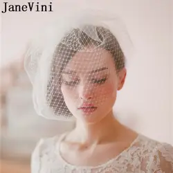 JaneVini Винтаж птичья клетка вуаль два-Слои белые сетчатые клетка свадебная фата Короткие фату с расческой невесты Bruidssluier корт