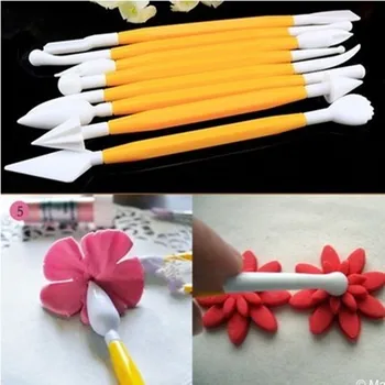 

8 PCS Fondant Cake Decorating Tools Knife Pen Mold Baking Bone leaf Serrated Flower Carving Pen Tool Kitchen Accessories