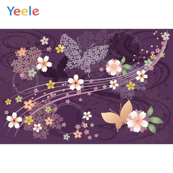 

Yeele Wallpaper Cherry Blossom Butterfly Vine Purple Photography Backdrop Personalized Photographic Backgrounds For Photo Studio