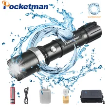 Pocketman LED Tactical Flashlight 4000 Lumens XML T6 Zoomable Lanterna LED Torch Flashlights For 18650 Rechargeable