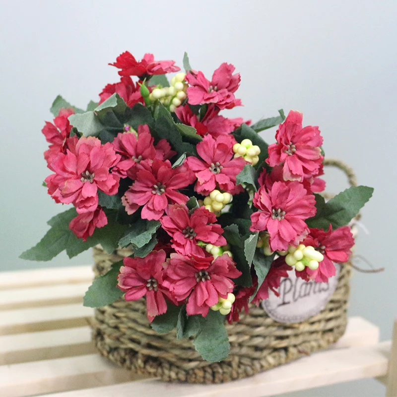 JAROWN Simulation European Small Chrysanthemum Artificial Silk Cosmos Flowers For Wedding Photography Decoration Home Decor (5)