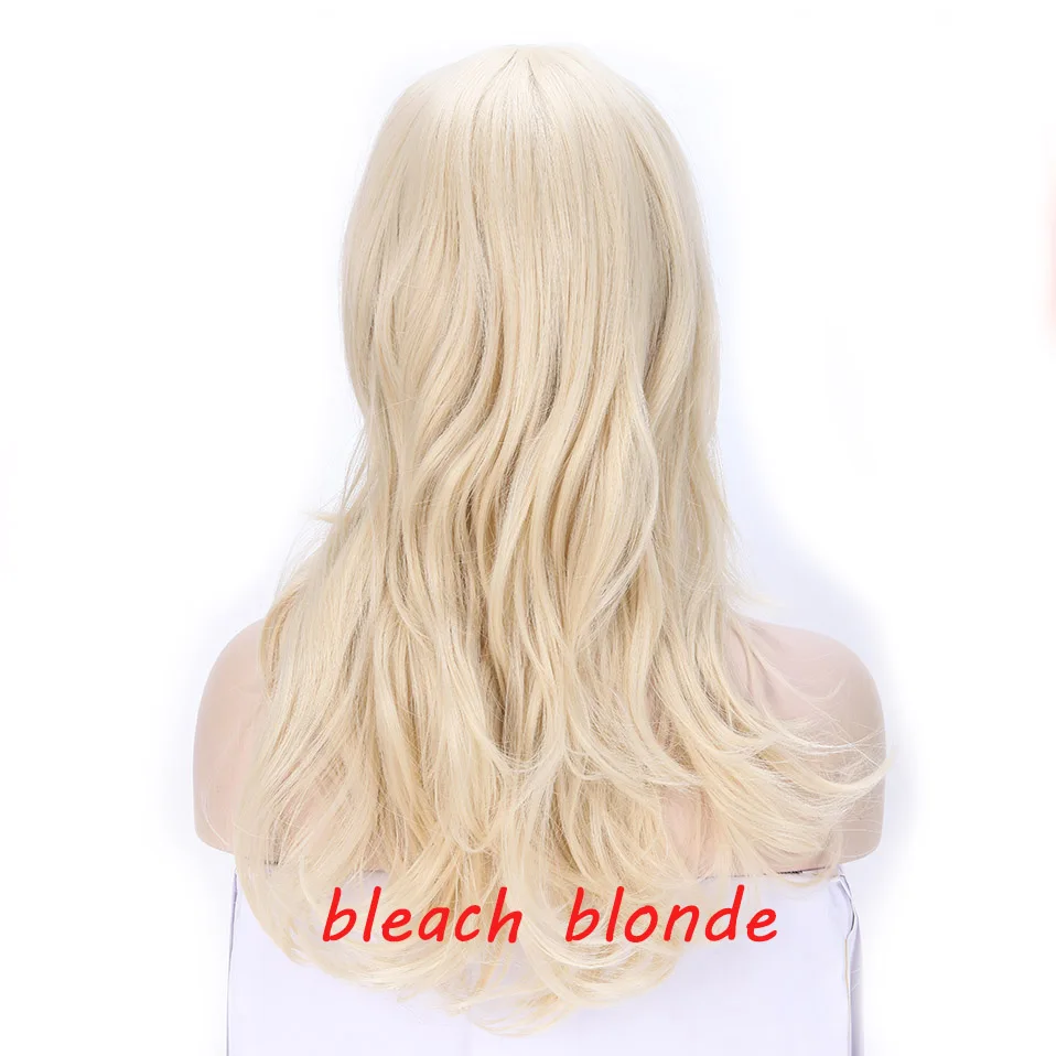 S-noilite 18 дюймов Glueless длинные волнистые синтетические не кружевные передние парики термостойкие натуральные волосы парики для женщин - Цвет: bleach blonde