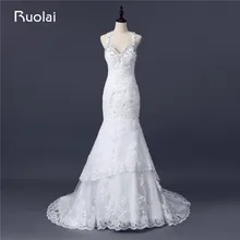 Real Photo Sexy Bridal Gown Sweetheart Appliques Crystal Beaded Mermaid Wedding Dresses 2017 Vestido de Noiva Longo FW87