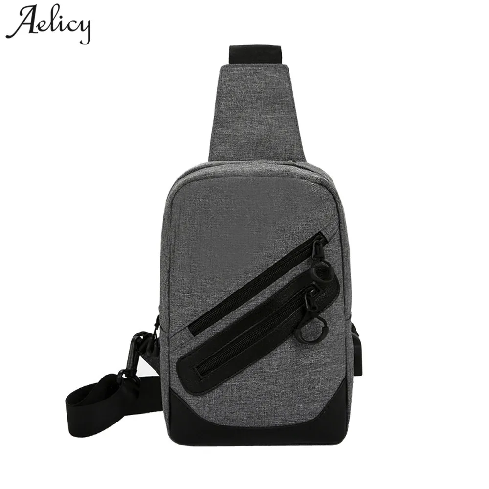 

Aelicy luxury Man Fashion Messenger Casual Chest Bag with USB Crossbody Back Pack Men's Shoulder Bag Multifunction Travel Bag