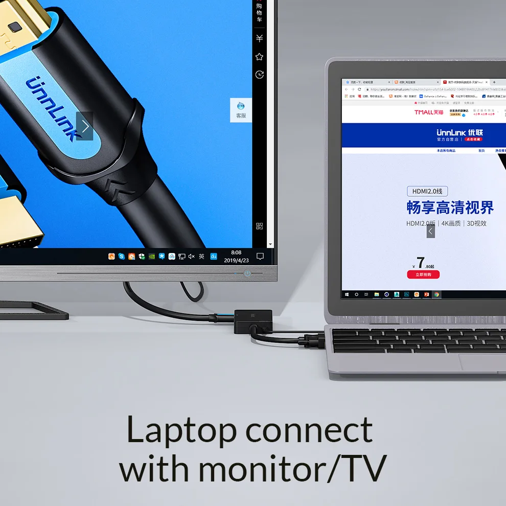 Преобразователь Unnlink VGA HDMI DVI с аудиоадаптером FHD1080P @ 60 Гц для ноутбука компьютера