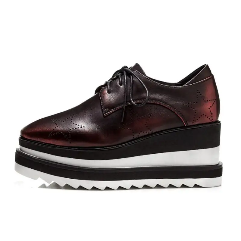 Des Vin Jusqu'à En Club Plate 39 Femme forme Taille Pompes 33 Véritable Rouge Femmes Casual Étoiles La Chaussures Mode Dentelle Jojonunu Cuir zRqOCO