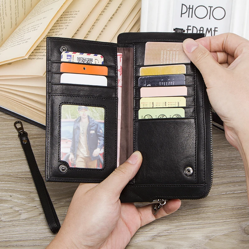 Contact's Casual Men Wallets Genuine Leather Coin Purse