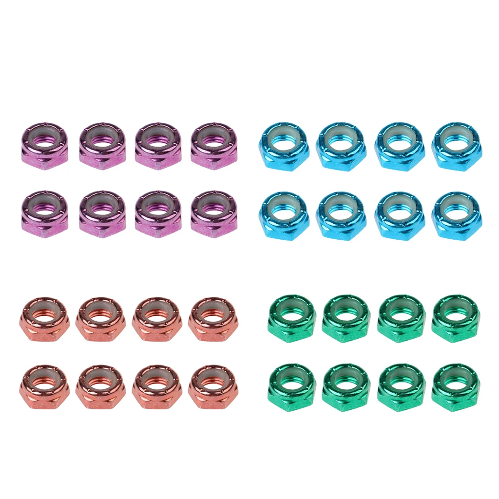 8pcs Pack Durable Skateboard Longboard Trucks Wheels Replacement Axle Nuts Hardware for Longboard Repair