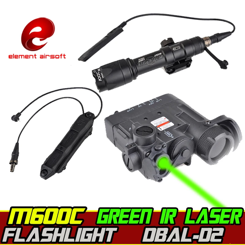 Elemento Airsoft Surefir Arma Luz Laser Verde Dbal-d2 ir Lazer Interruptor Wapens 20mm Tático Caça Lanterna M600c