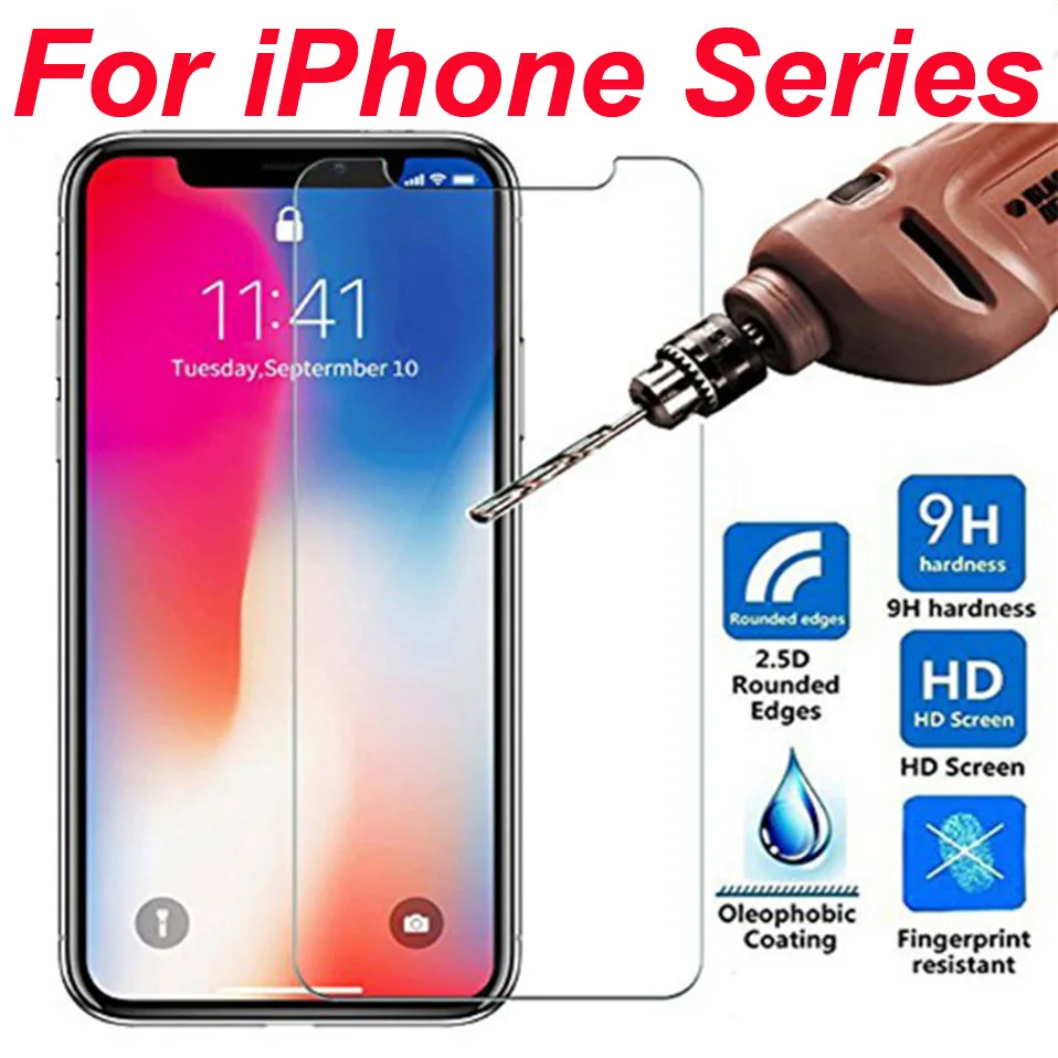 Wholesale 100pcs for iPhone xs max Tempered Glass Screen Protector 12 11 pro xr x 6 6s 7 8 plus No Retail Pack | Мобильные телефоны