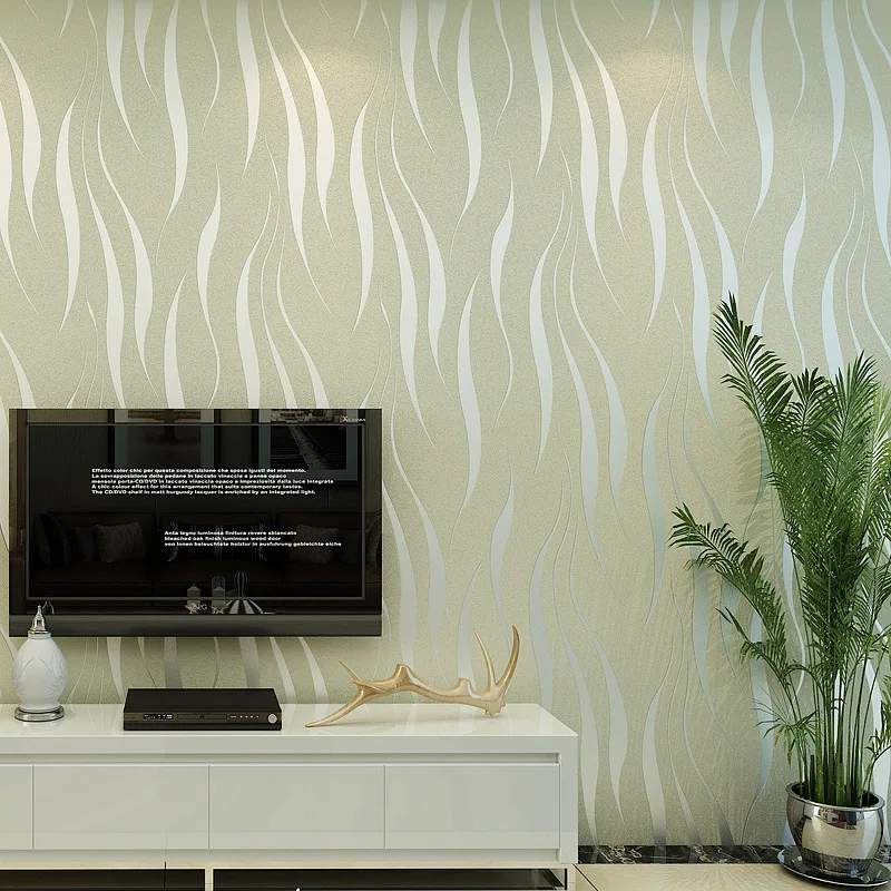 Non Woven Fabric Cream Beige Stripes Lines Wave Wallpaper TV Feather Wall Silver Non Woven Fabric Cream Beige Stripes Lines Wave Wallpaper TV Feather Wall Silver