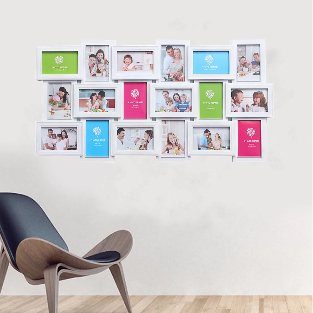 

18x Photos Large Multi Picture Frame Collage Aperture Decor Memories Gift Wedding Photos Frames Wall Sticker Decals 90x47cm