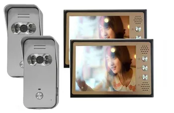 

New Arrival (2cameras+2monitors) 8 " LCD Video Door Phone Intercom System ,700TVL HD Camera, Waterproof IR Audio Door Phone