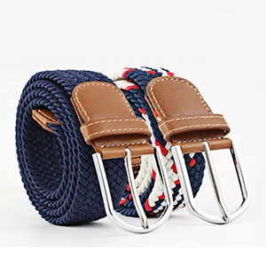 Hot Colors Belt Casual Women Knitted Pin Buckle Belt Fashion Woman Woven Elastic Stretch Belts Canvas Female