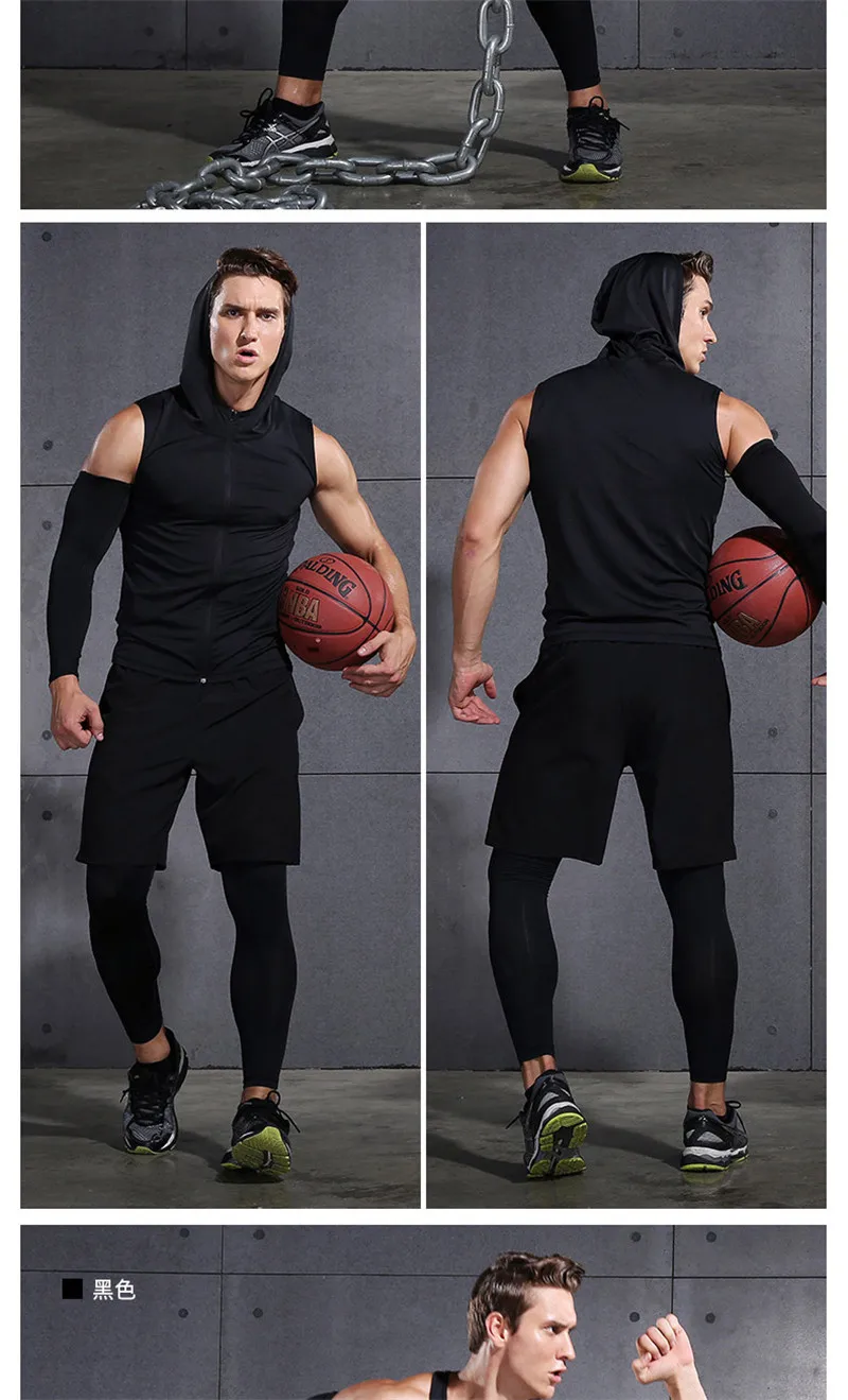 Vansydical, мужские Компрессионные спортивные костюмы, для фитнеса, спортзала, колготки, быстросохнущие наборы для тренировки по футболу, 5 шт., комплекты для тренировок и бега