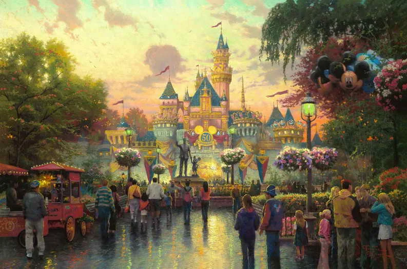 

Disneyland 50th Anniversary Thomas Kinkade HD Canvas Print Living Room Bedroom Wall Pictures Art Painting Home Decoration