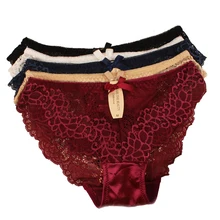 300PCS / LOT Women Underwear Solid Color Super-Thin Lace Sexy Panties Breathable Female Briefs Lady Brief Plus Size