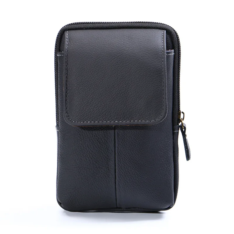 

phone money card men small belt waist bag Fashion Multi-function cow genuine leather waterproof purse outdoor Patchwork wallet