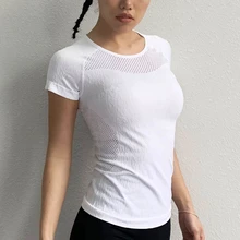 BESGO тренировка Женская Спортивная футболка тренажерный зал Йога Топ женский сексуальный полый Фитнес Топ Женская Спортивная кофта упражнения для бега с коротким рукавом