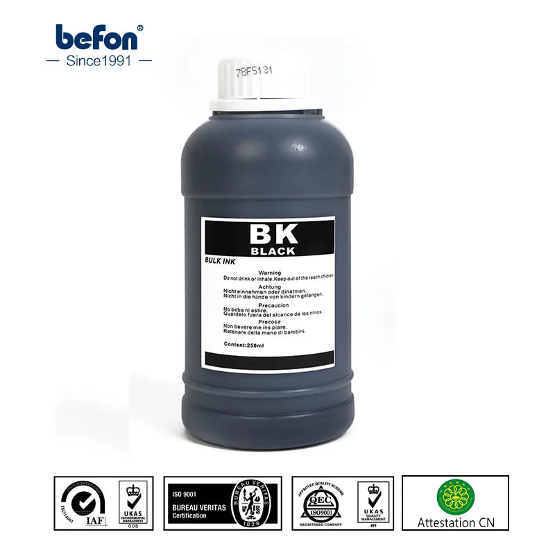 

befon Black CISS Refilled Dye Ink Photo Universal Ink Compatible for HP Canon Epson Brother Printers and Ink Cartridges 250ml