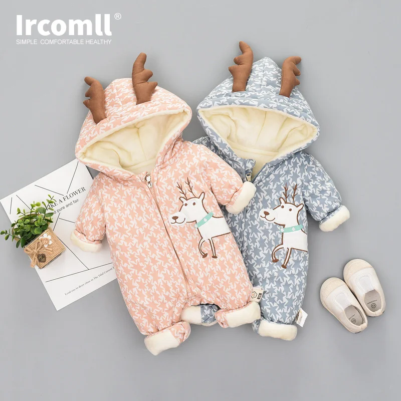 Детский Теплый комбинезон Ircomll для новорожденных девочек и мальчиков одежда с