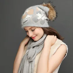 Charles Perra Women Hat Scarf Sets Winter Thicken Wool Knitted Hats Casual Fashion Warm Caps With Hairball 2017 NEW 8312 Charles Perra Women Hat Scarf Sets Winter Thicken Wool Knitted Hats Casual Fashion Warm Caps With Hairball 2017 NEW 8312
