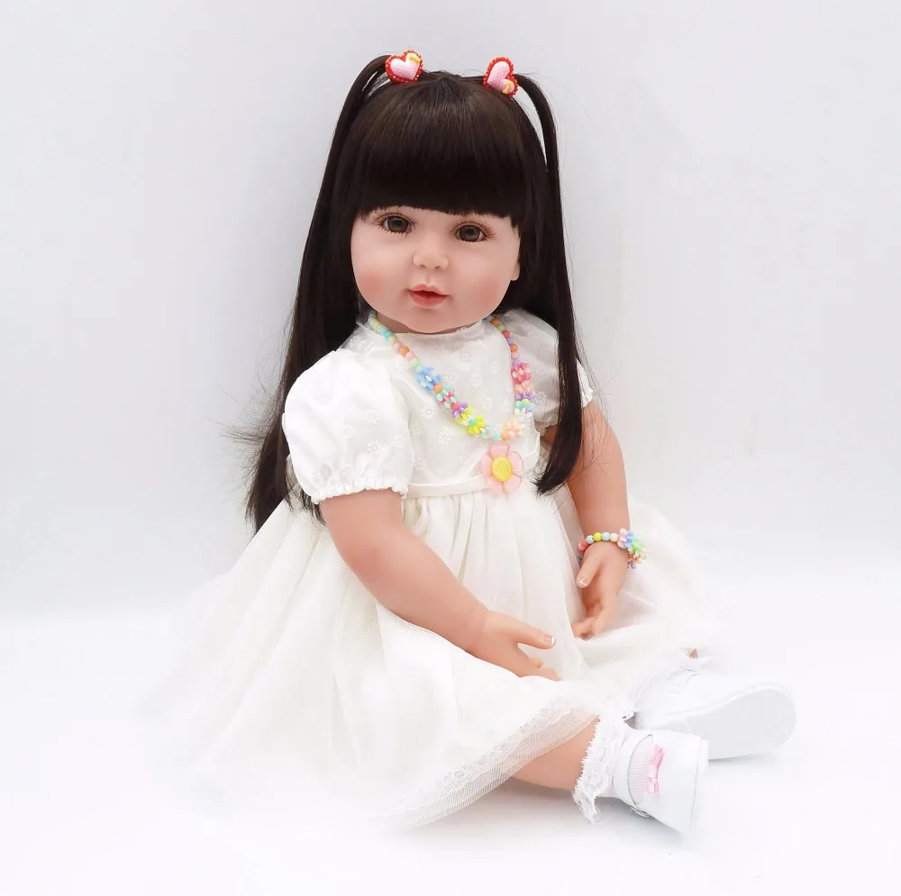 

Pursue 24"/60 cm Adora White Dress Reborn Baby Real Doll Silicone Reborn Toddler Princess Baby Girl Doll Toys for Girls Gift Toy