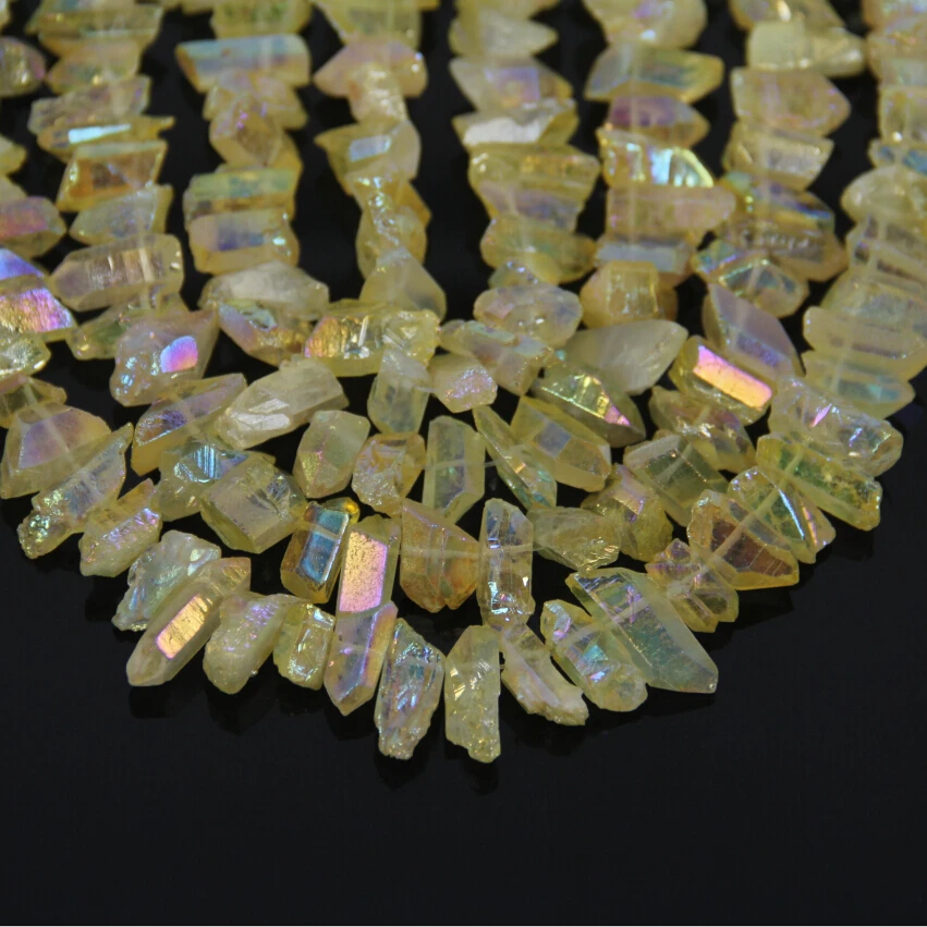 

Natural Druzy Quartz Crystal Stone Loose Point Beads Pendant,Rock Titanium Crystal Drusy Beads for Jewelry Making 7-11x18-23mm