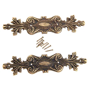 

2Pcs Antique Decorative Corner Bracket Decorative Jewelry Box Wood Case Feet Leg Corner Protector Furniture Fittings with Nails