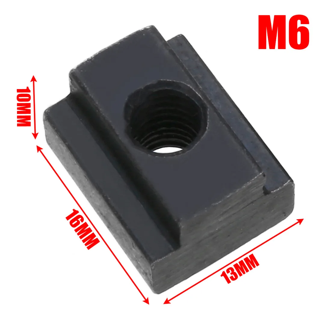 5Pcs M6/8/10 Threads T Slots Nut Black Oxide Finish T Slot Nuts High Hardness Threads T Slots In Machine Tool Tables New