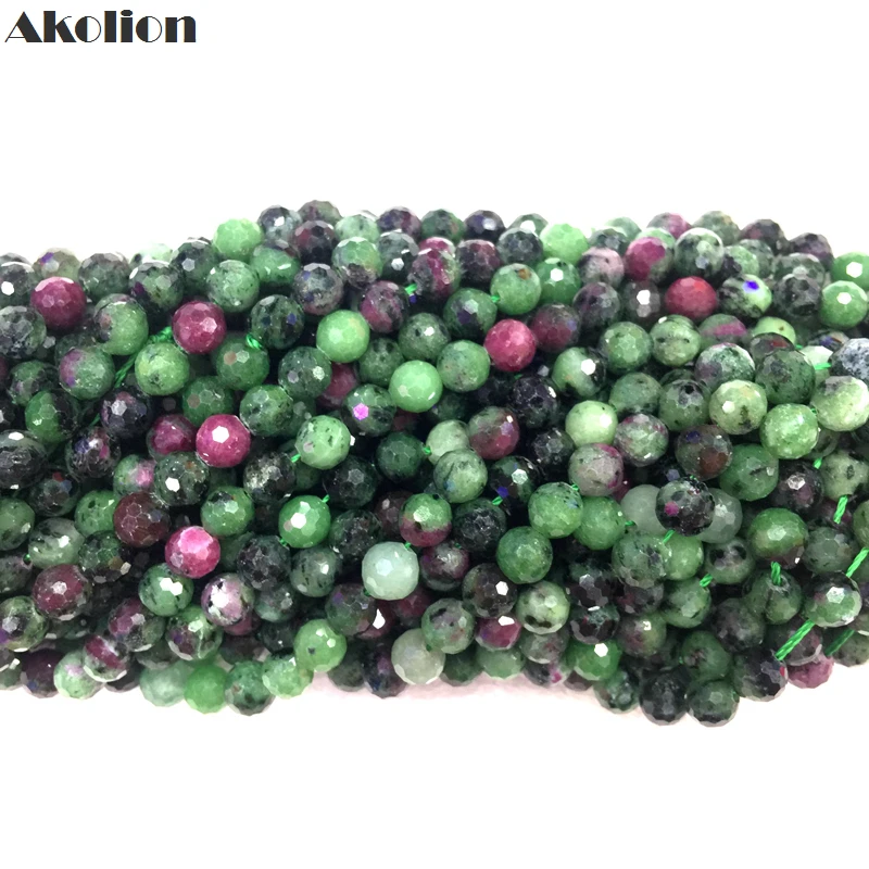 

Akolion Natural Rubys Zoisite Micro Faceted Beads Small Tiny Green Rubys Loose Spacer Stone For Handmade Jewelry Making
