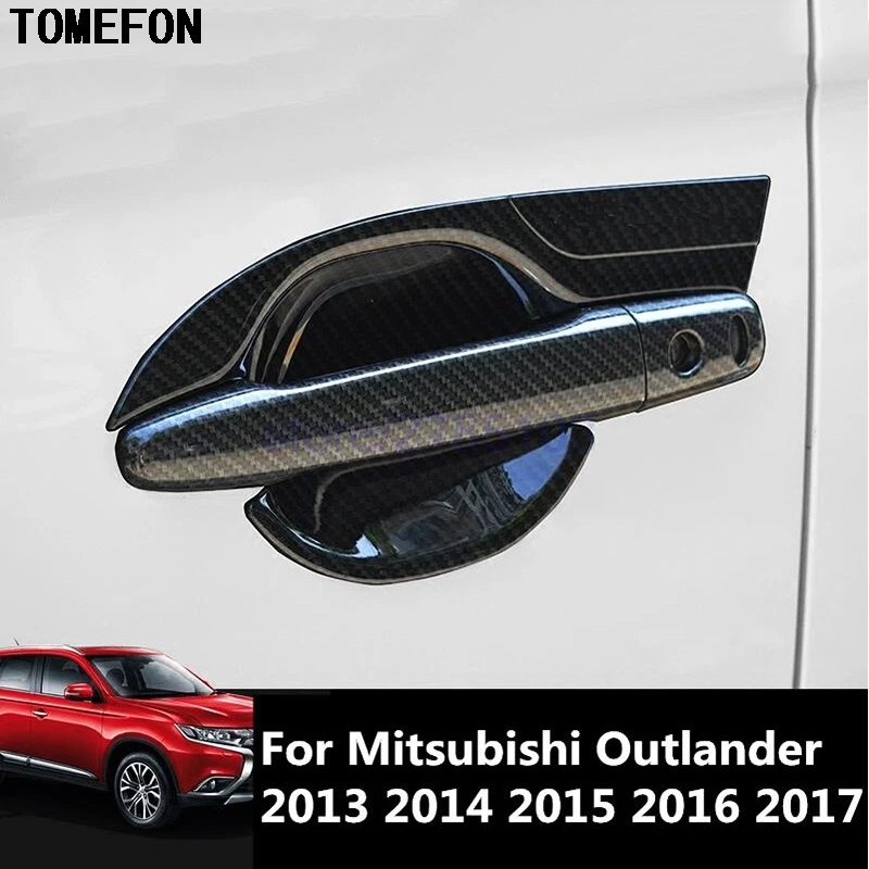 TOMEFON для Mitsubishi Outlander 2013 углеродное волокно хромированная дверная ручка Чаша крышка чашки протекторы аксессуары