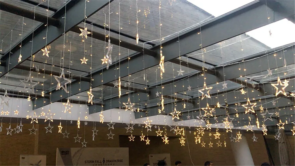 2,5 м светодиодный гардина строки горит звезда рождественские китайские фонарики гирлянды СВЕТОДИОДНЫЙ занавес для свадьбы дома украшение