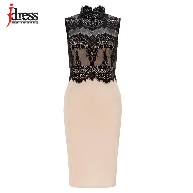 2016-Runway-Dresses-Women-High-Quality-Brand-Vestidos-De-Verano-Elegant-Lace-Detail-Patchwork-Party-Bodycon