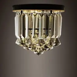 Современный простой серый дым K9 кристалл потолочный светильник американский творческий черного и золотого цвета краски коридор крыльцо