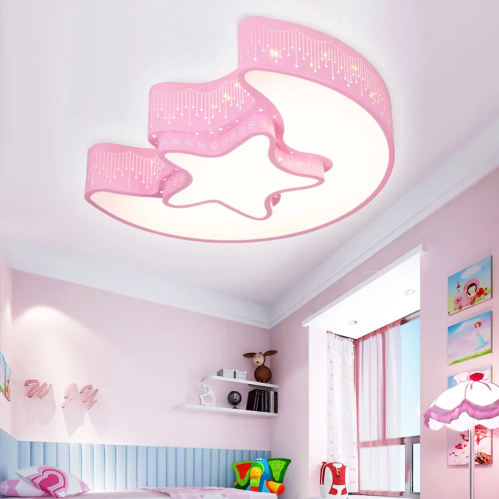 Vintagelll Modern Minimalist Half Moon Stars Children's Room Bedroom Ceiling Lights Boy and Girl Cute Cartoon LED Lamps | Освещение