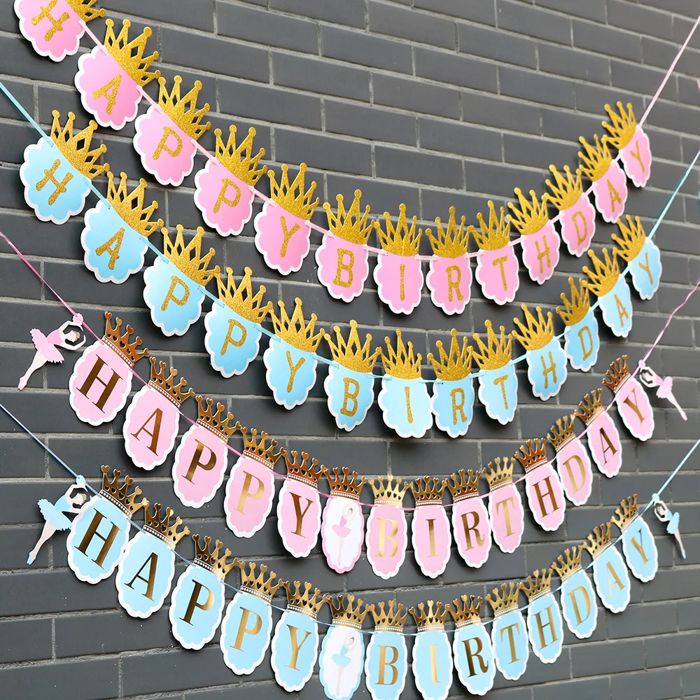 

Ballet Dancer Paper Crown Happy Birthday Banner Party Decorations Kids Garland Boy Girl Child Bunting Adult Favors Supplies E