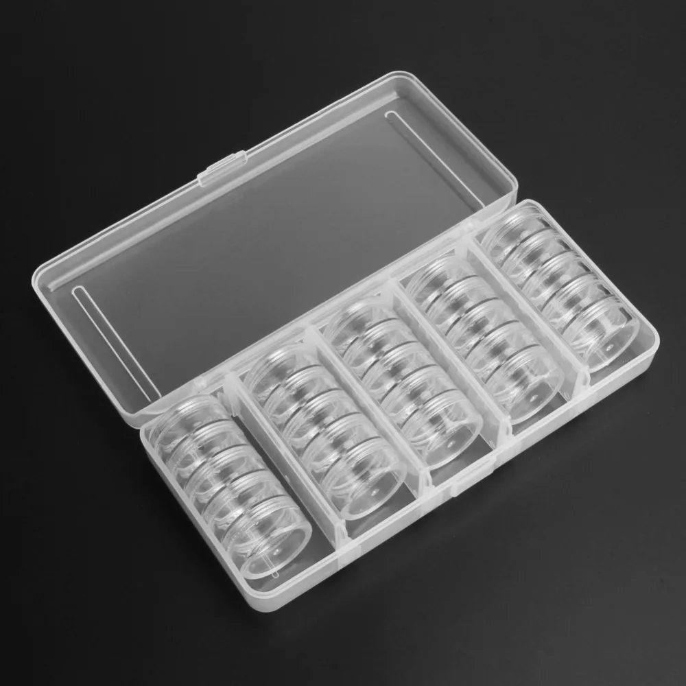  Transparent Empty Nail Art Tip Glitter Boxes Storage 25 Compartments Nail Art Rhinestone Case Organ