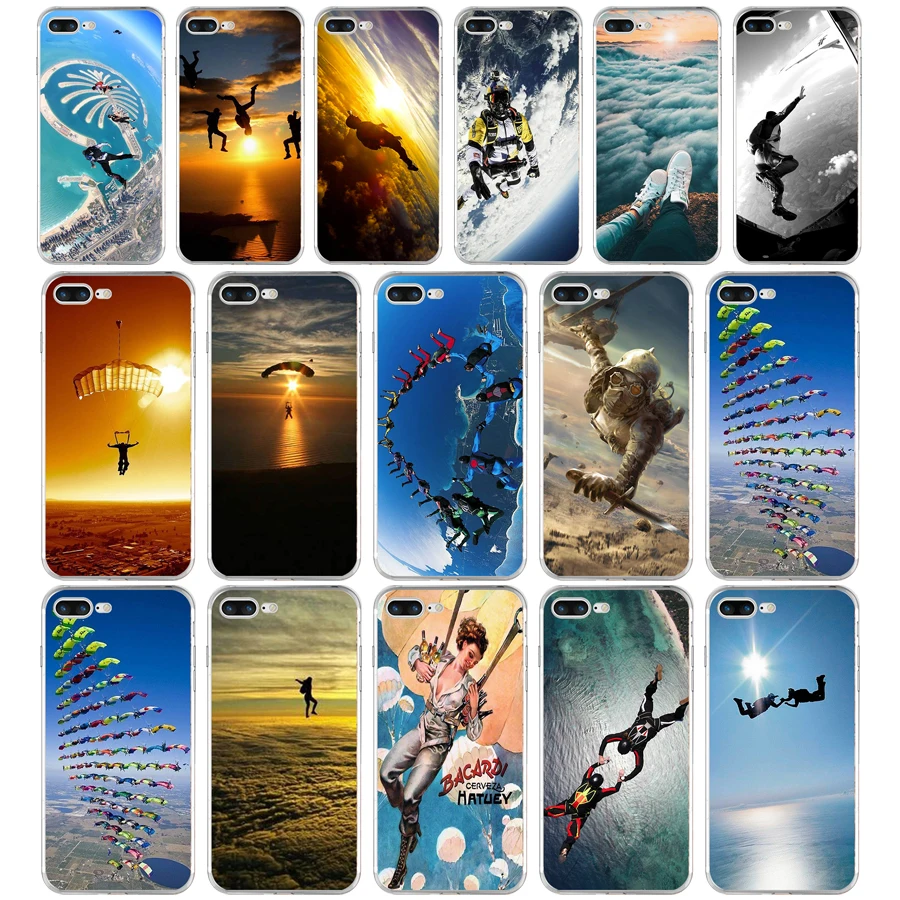 

83AQ Skydive Skydivers Parachuting Soft TPU Silicone Cover Case For Apple iPhone 6 6s 7 8 plus Case