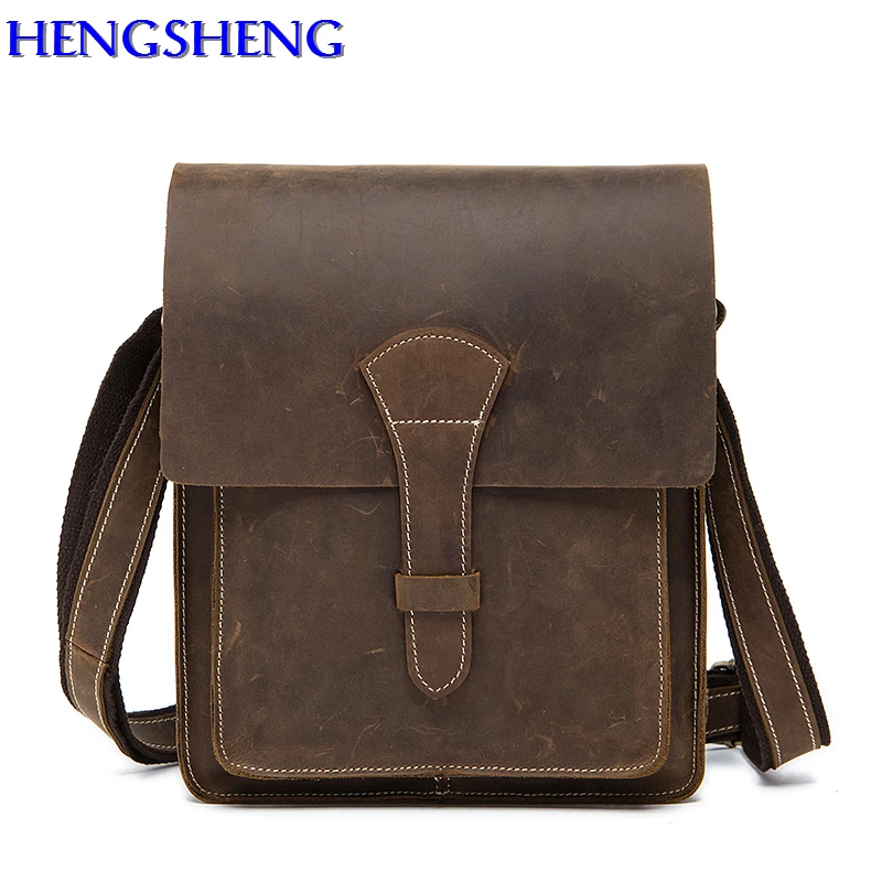 

Hengsheng luxury vertical men bag with genuine leather men shoulder bags by brown gentlemen messengers bag of cow leather bags