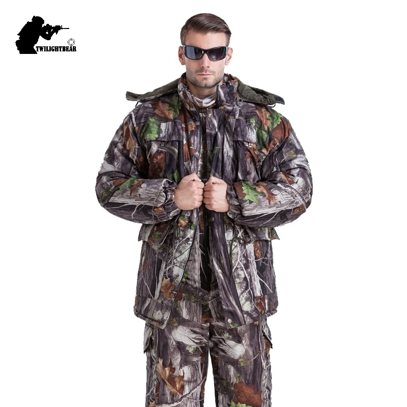 

MULTICAM Uniform Winter Jungle Bionic Camouflage Tactical Suit Thicken Slim Fat Sniper Suit Hunting Waterproof Set L~4XL CF123