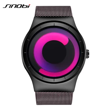 

SINOBI Rotate Time Quartz Clock Creative Women Watches Luxury Stainless Steel Mesh Band Ladies Watches 2019 Relogios Feminino