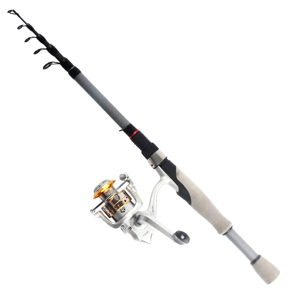 Telescopic Fish Fishing Rod Lake Pond Fishing Pole Carbon Fiber Silver