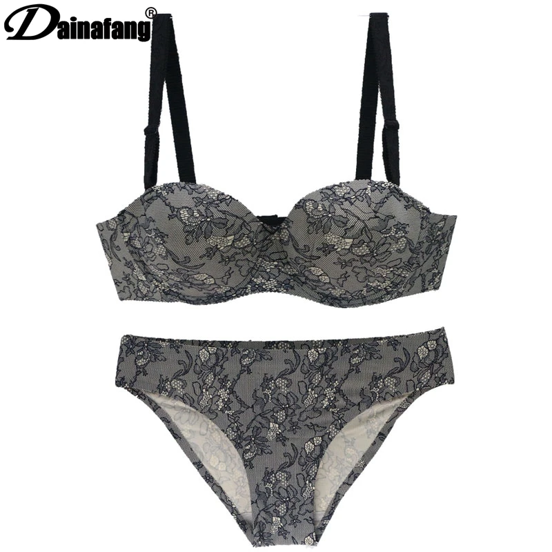 New Sexy Sequined Decorative Bra Set One Piece Seamless Push Up Bra Set