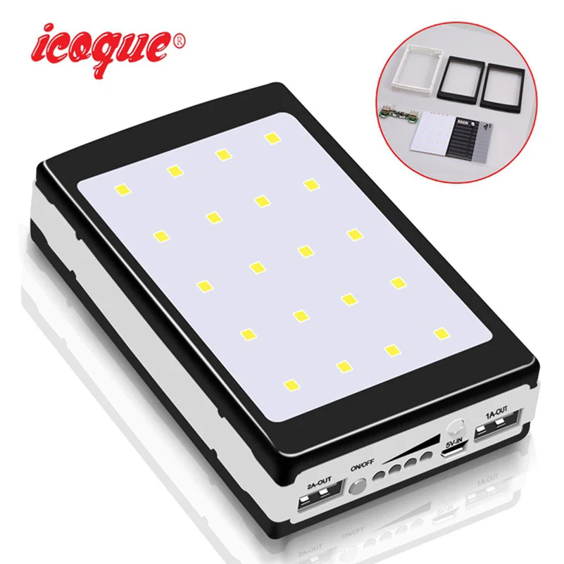 (No Battery) 30000mah Solar Power Bank Charger Powerbank DIY Kit Board Case 18650 Dual USB for Xiaomi Phone LED Pover Power Bank (No Battery) 30000mah Solar Power Bank Charger Powerbank DIY Kit Board Case 18650 Dual USB for Xiaomi Phone LED Pover Power Bank
