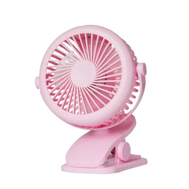 THANKSHARE USB Зажим Вентилятор Лето портативный 3 скорости регулируемый вентилятор мини перезаряжаемый 1200 мАч Настольный вентилятор для детской коляски - Цвет: Розовый
