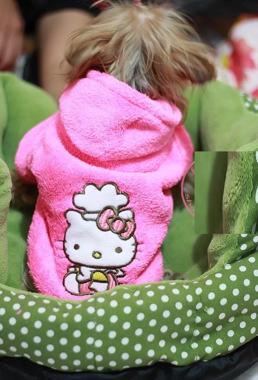 Retailed Hello kitty Pet dog clothes cute winter rose coat hoody jumper