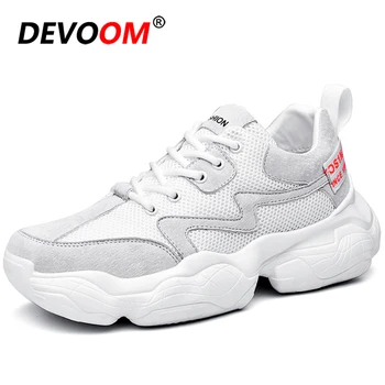 

2019 New Mens Running Shoes White Chunky Sneakers Men Shoes New Flyknit Breathable Mesh Basket Chaussure Homme Sport Shoes Men