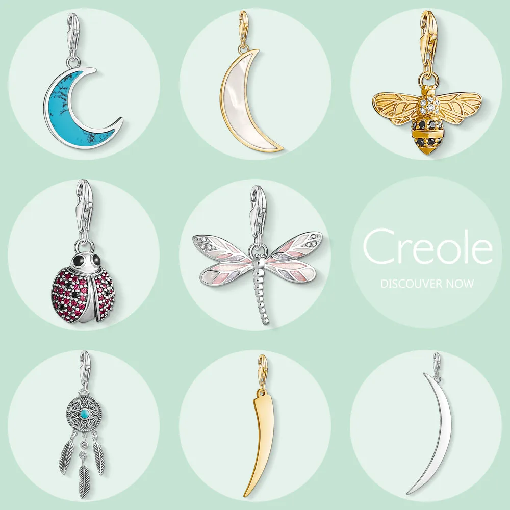 

Moon Bee Ladybird Dragonfly Dream Catcher Tooth Charm Pendant,2019 Fashion Brand New Jewelry Trendy 925 Sterling Silver Gift